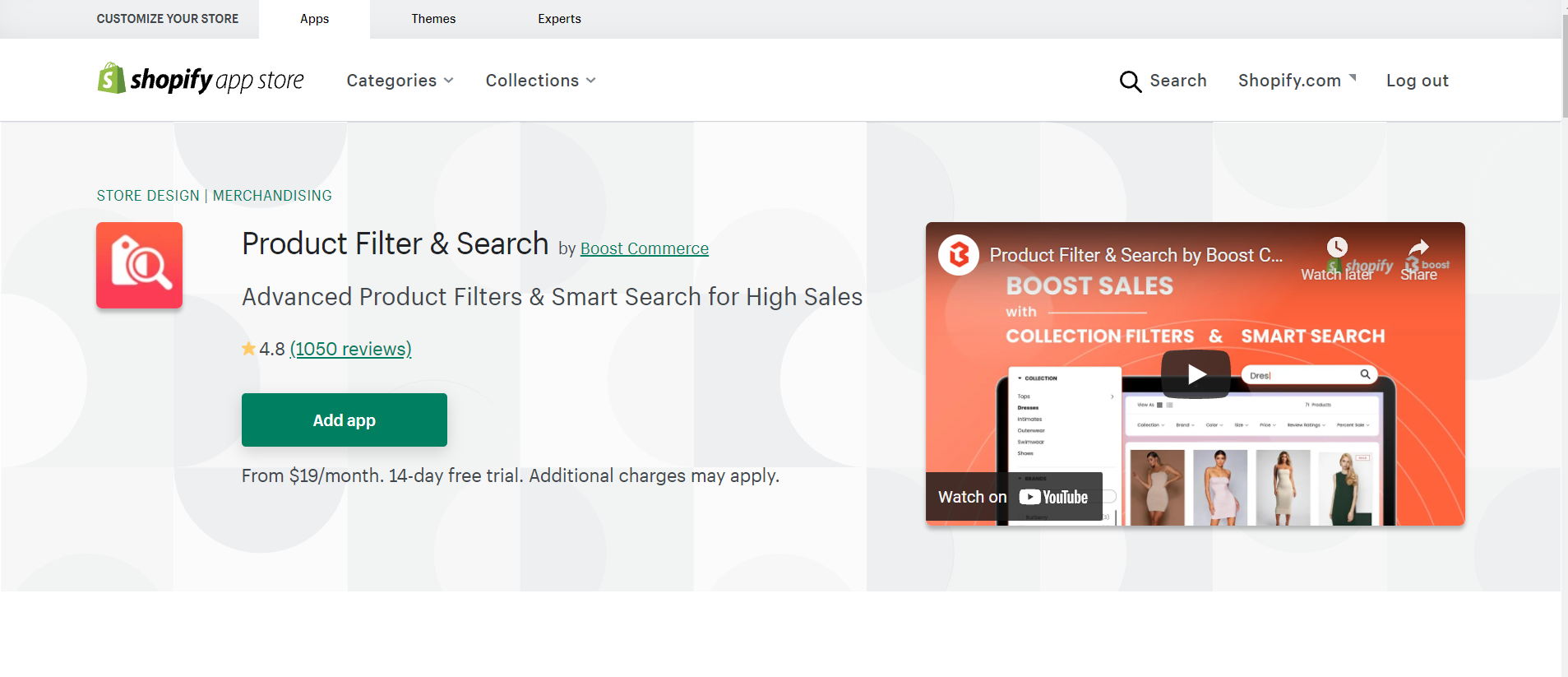product filter and search