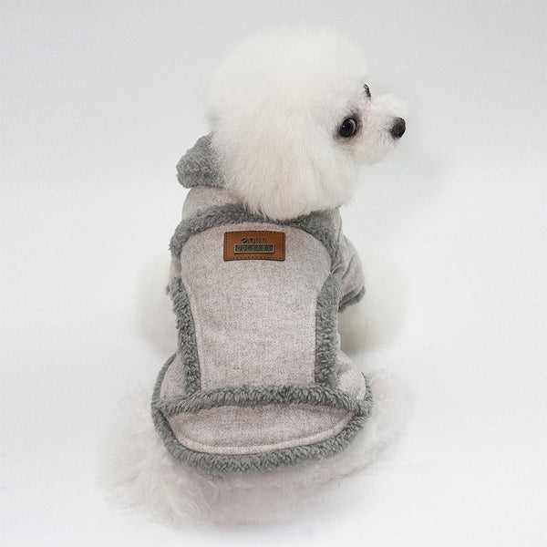 Gray Dogbaby Snug™ - Dog Winter Jacket on a small white dog