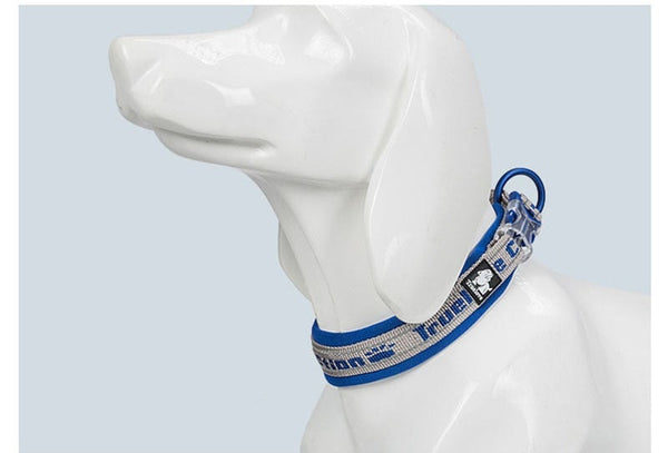 Blue Truelove Tread™ - Padded Dog Collar on a dog mannequin on a white background.