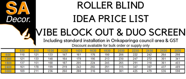 Roller Blinds Price List - Roller Blinds Adelaide 