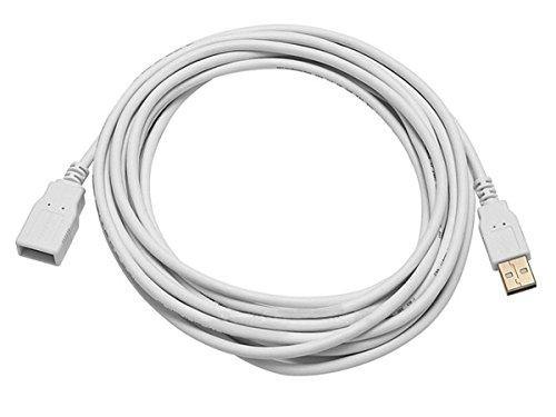 Monoprice 15-Feet USB 2.0 A Male to A Female Extension 28/24AWG Cable (Gold Plated), White (108608) - Gamezbyte