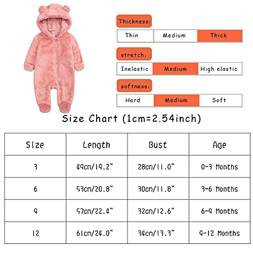 Unisex Baby Bear Ear Hooded Jumpsuit Cotton Fleece Zipper Romper Warm Newborn Kid Winter Outfits