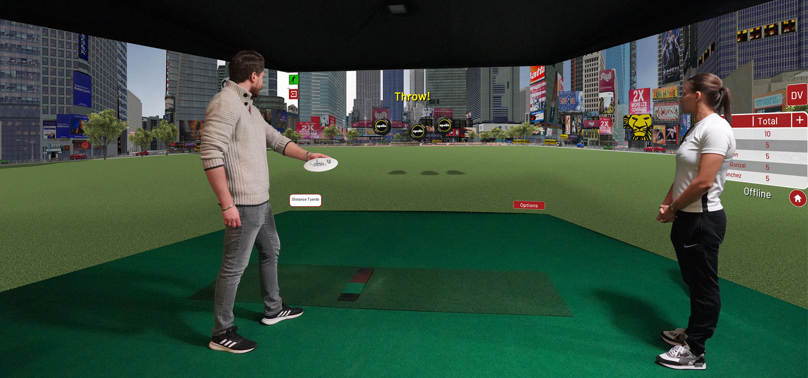 Man throwing frisbee in Sports Coach simulator