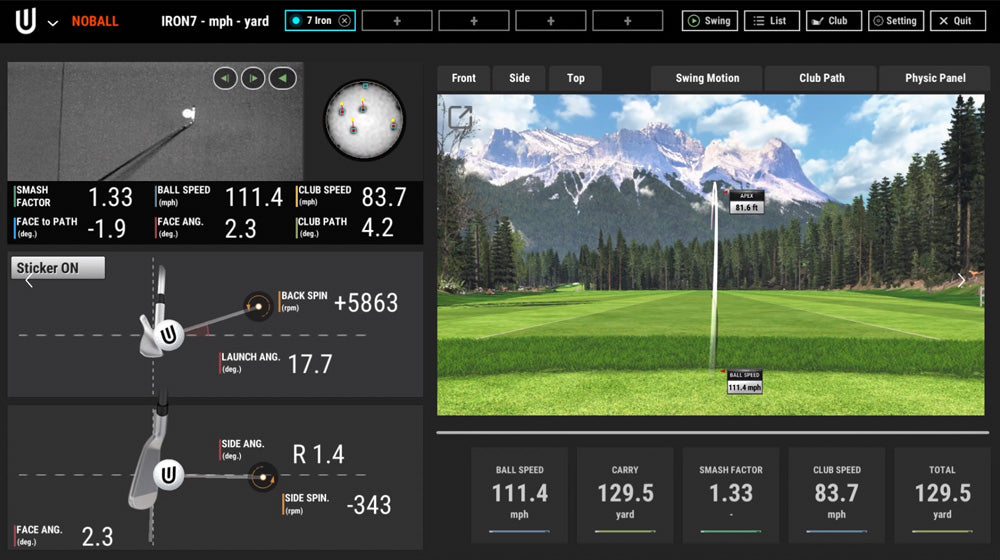 Uneekor QED software displaying golf ball spin