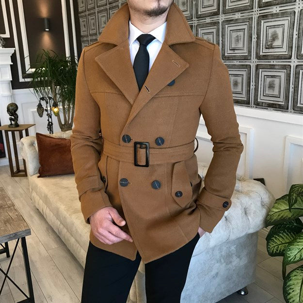 Madison Double-Breasted Slim Fit Brown Coat – gentsuitspage
