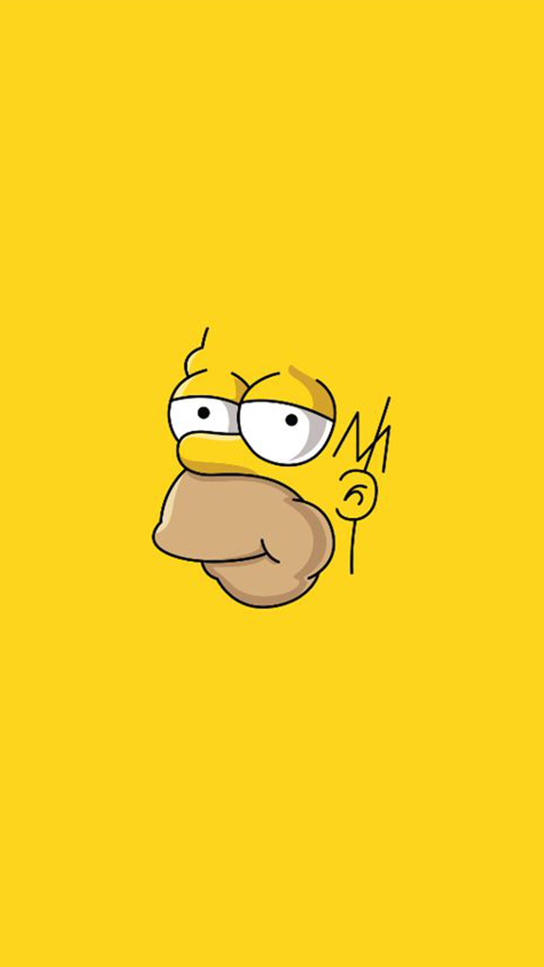 Contours du visage et de la tête d’Homer Simpson sur fond jaune.