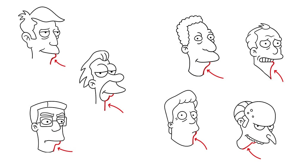 Les personnages Simpson sont sans menton.