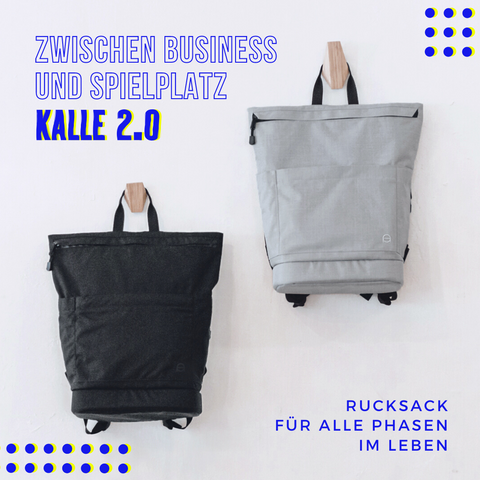 Wickelrucksack Kalle in schwarz und grau