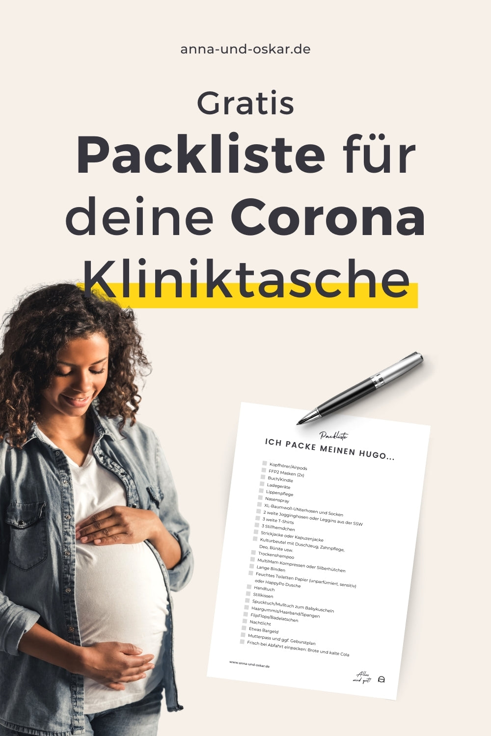 Kostenlose Packliste für deine Corona Kliniktasche