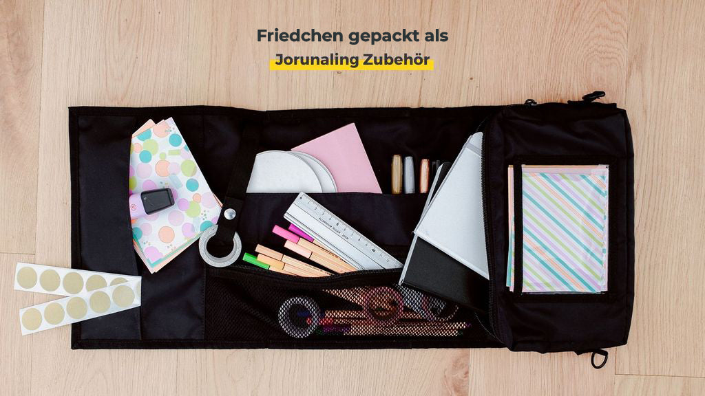 Windeltasche Friedchen gepackt als mit Journaling Zubehör