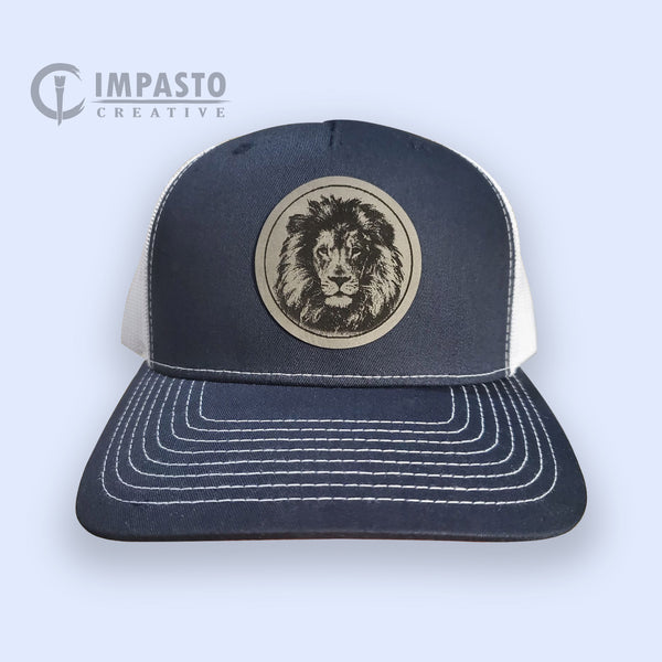 Deer Design Engraved Leather hat, leather patch hat, cool hat, gray bl –  Impasto Creative 93010