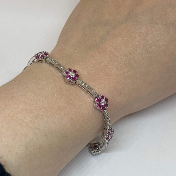 Pink Sapphire Flower Bracelet