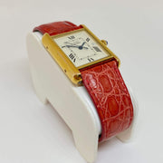 Mark Areias Jewelers Jewellery & Watches Pre-Owned Cartier Large Must Tank Vermeil Watch on Red Leather Strap