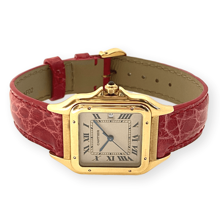 cartier panthere watch with leather strap