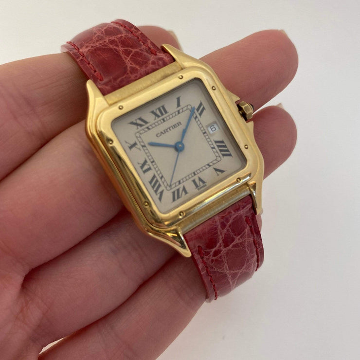 cartier panthere watch with leather strap