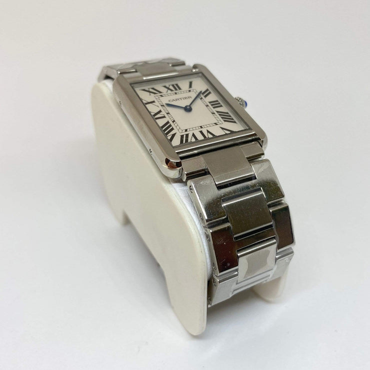 cartier tank stainless steel watch