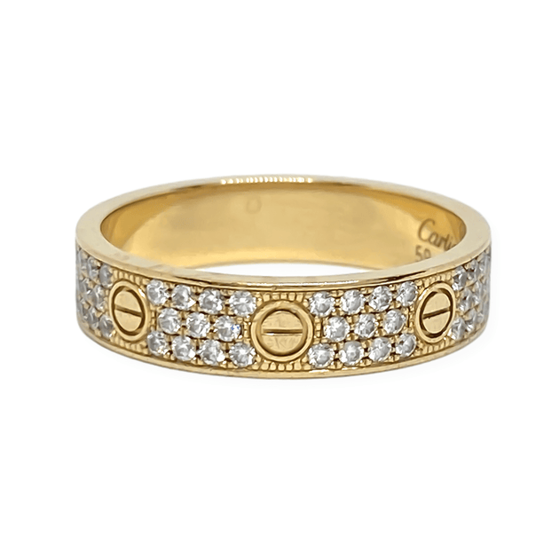 Pre-Owned Cartier Love Diamond Screw Band Ring .31CTW 18KY 59 8.75 Box ...