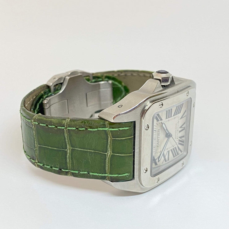 cartier green leather strap