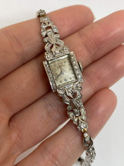 14KW 1ctw Hamilton Vintage Estate Diamond Lady's Watch 14K White