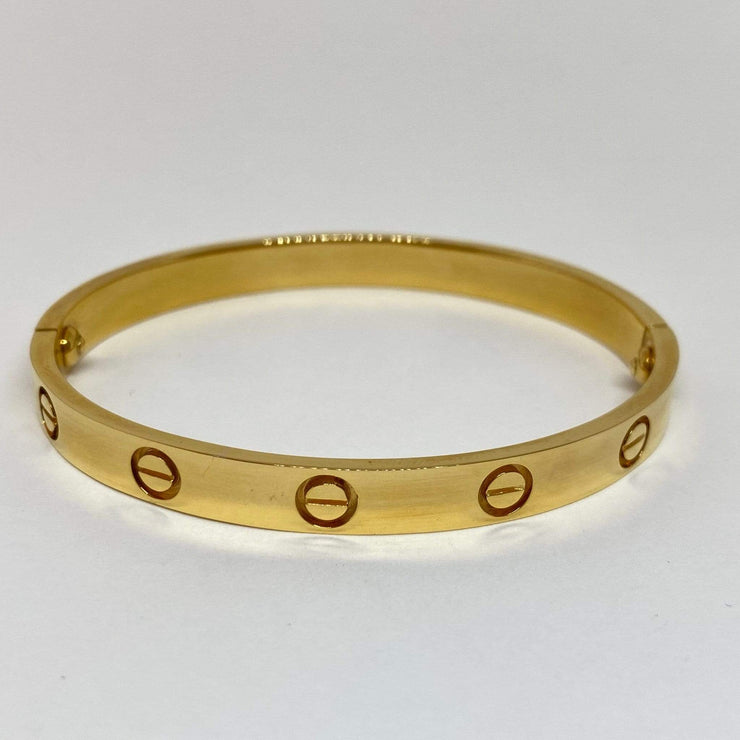 Pre Owned Lady S Cartier Love Bangle Bracelet 18k Yellow Gold 17 B603 Mark Areias Jewelers