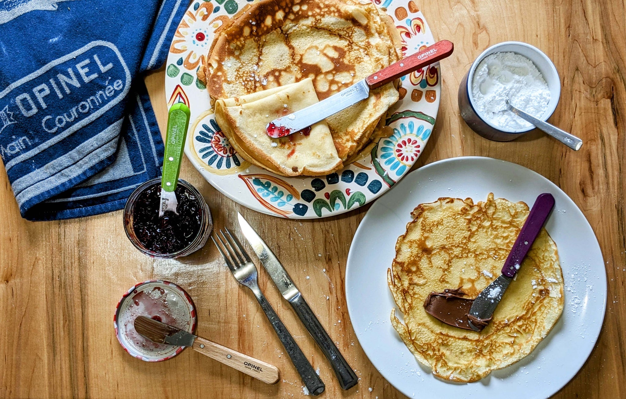 Opinel french crepe recipe spreading brunch knives nutella bonne mamam