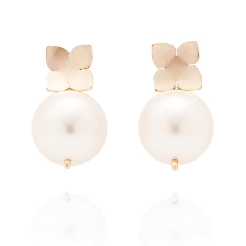 Flower Studs (14K Gold-filled) White Pearl – Chayle Jewellery Studio