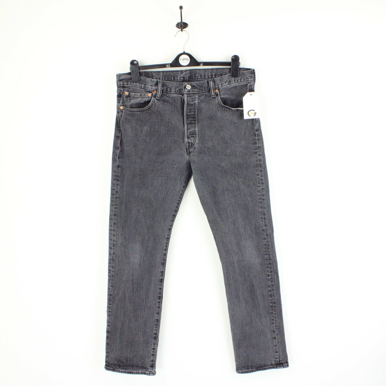 Mens LEVIS 501 Jeans Black Charcoal | W36 L34 – GPS Vintage