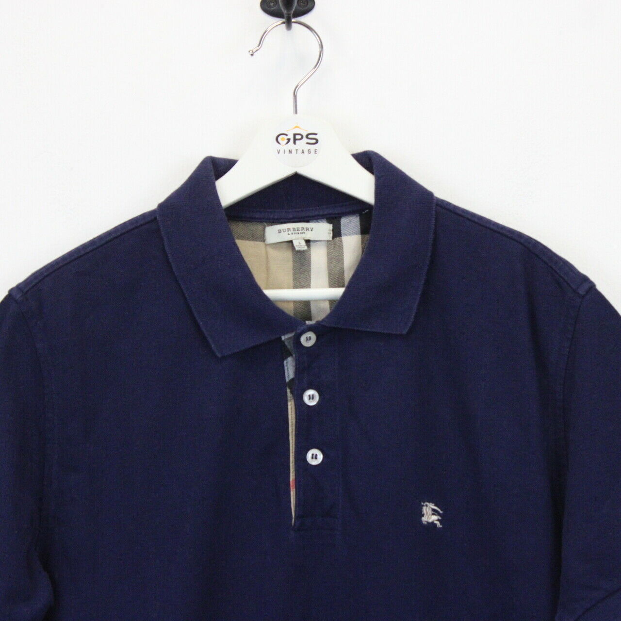 BURBERRY Polo Shirt Navy Blue | Large – GPS Vintage