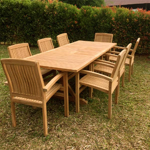 New 9pc Grade A Teak Outdoor Dining Set Carpenter Double Extension Ta Bayviewpatio Com