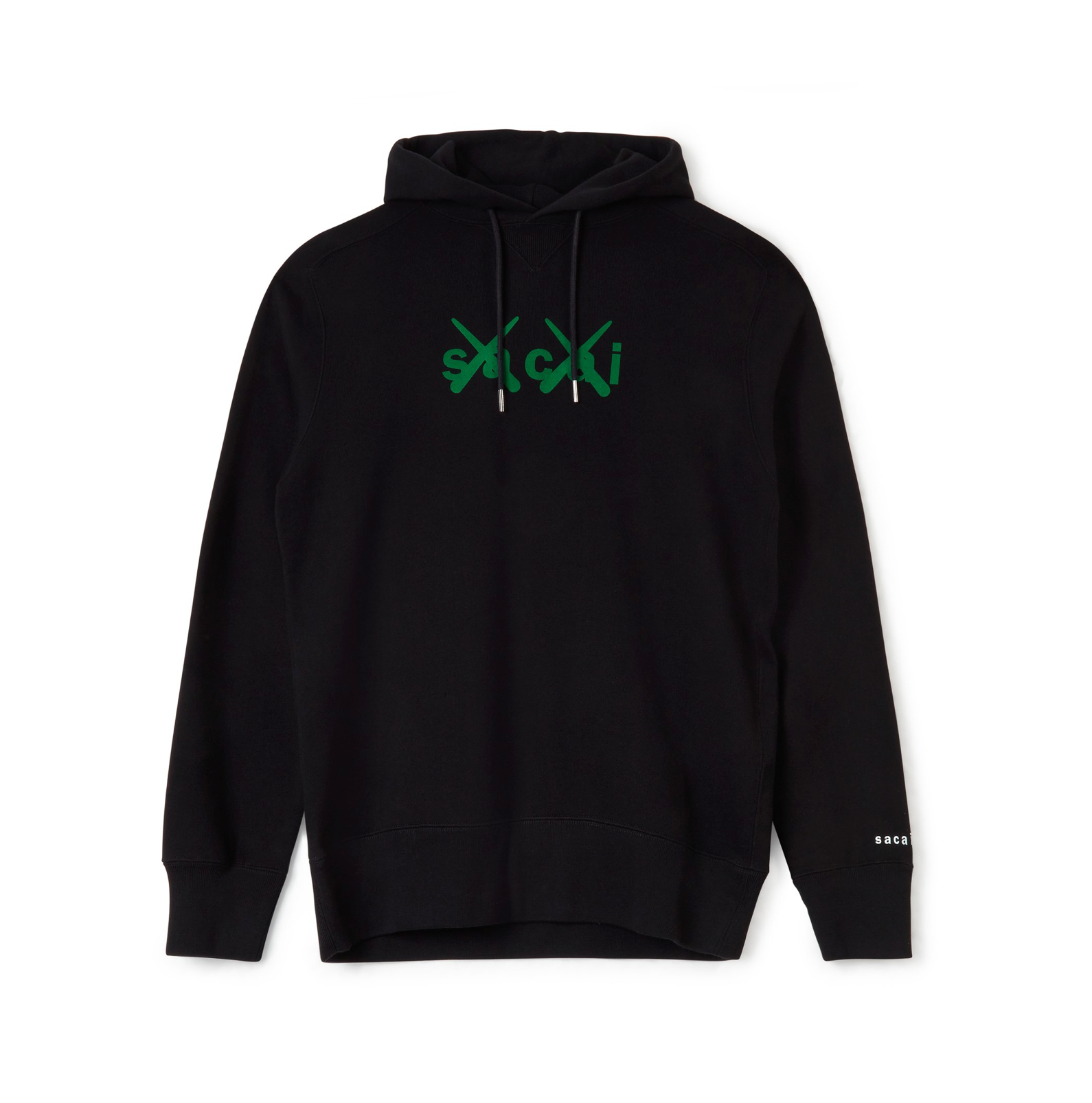 SACAI x KAWS FLOCK PRINT HOODIE - BLACK/GREEN