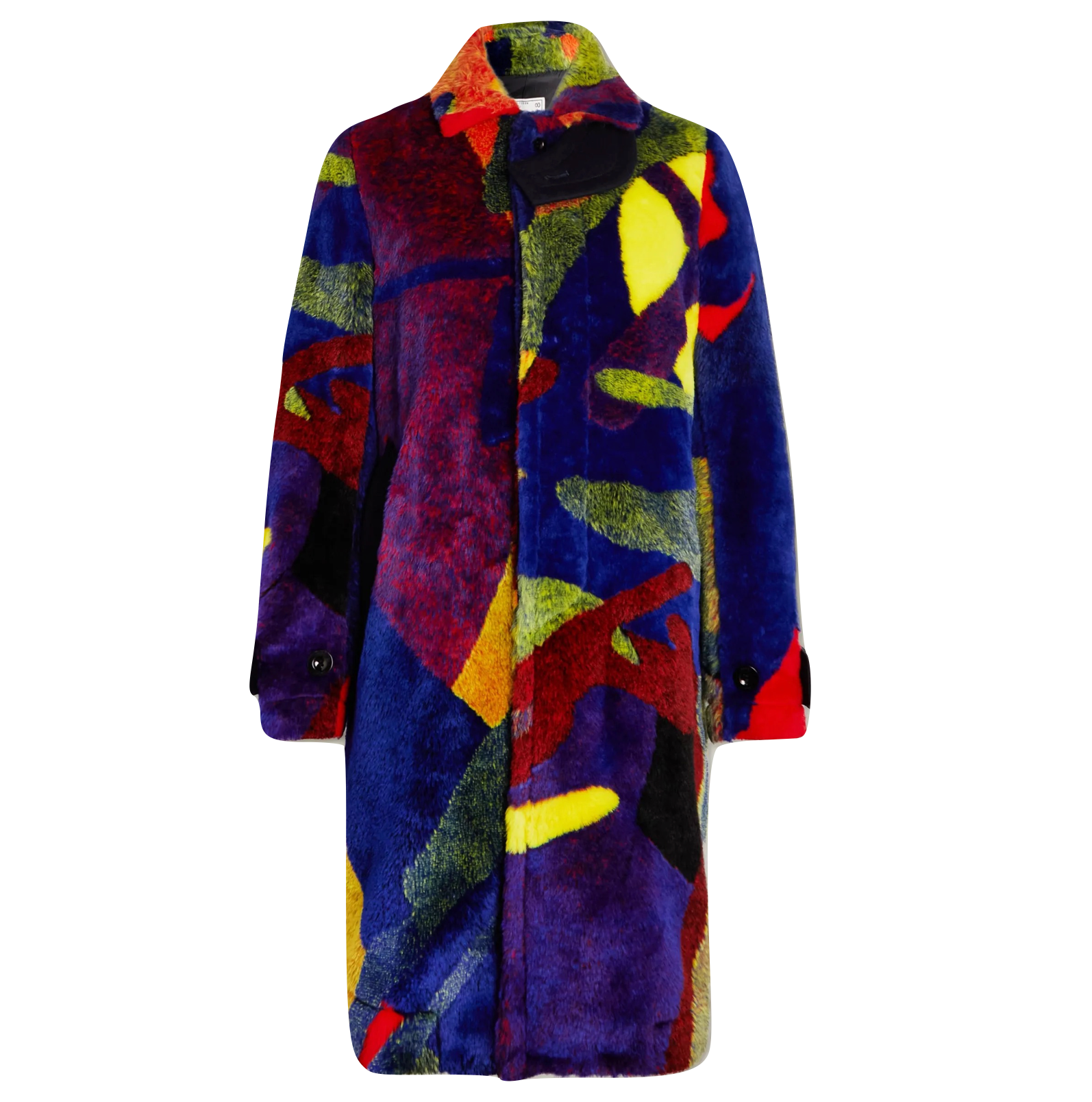 SACAI x KAWS JACQUARD FAUX FUR COAT - MULTI