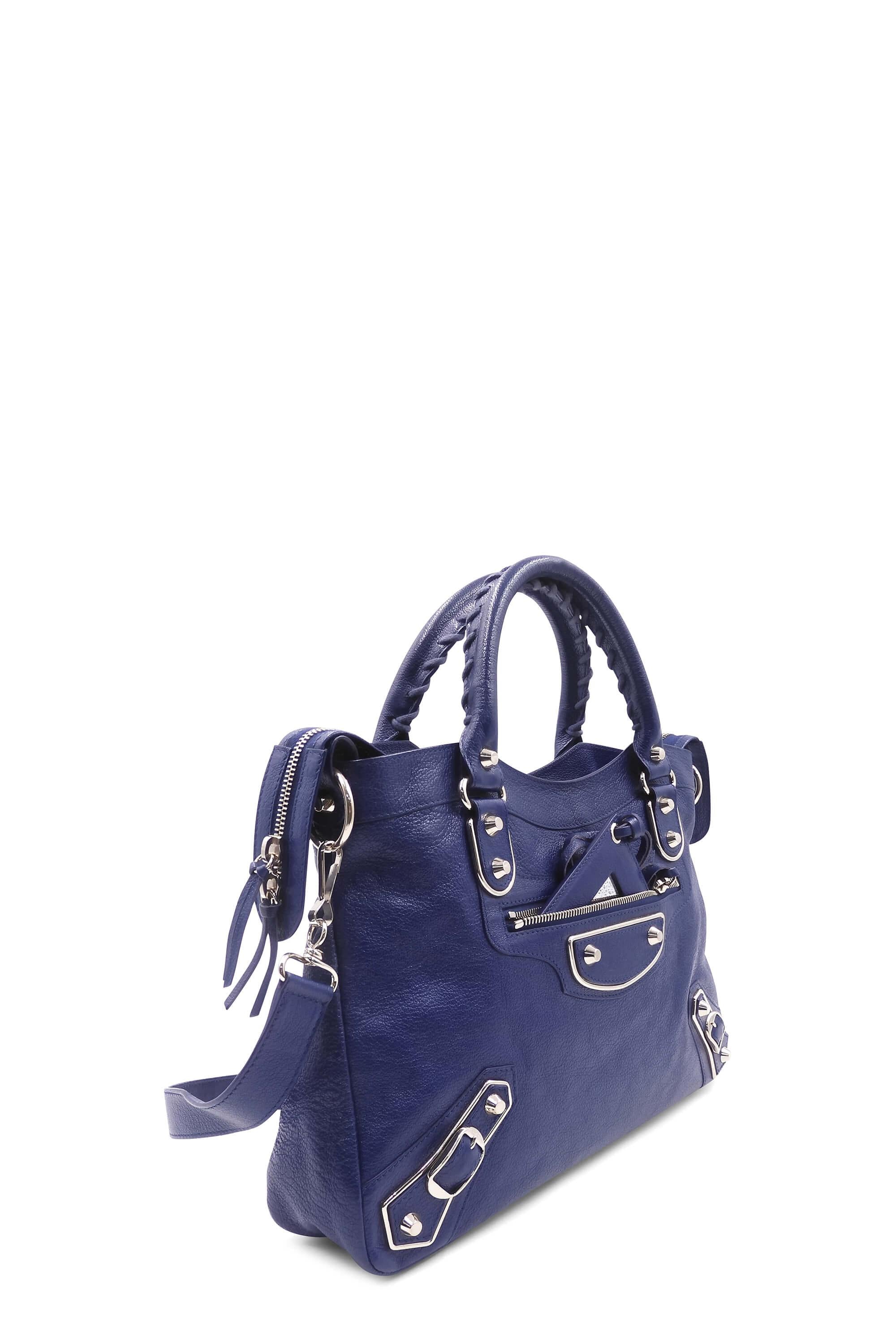 Authentic Balenciaga Metallic Edge Town Handbag Blue Grey 2450  eBay