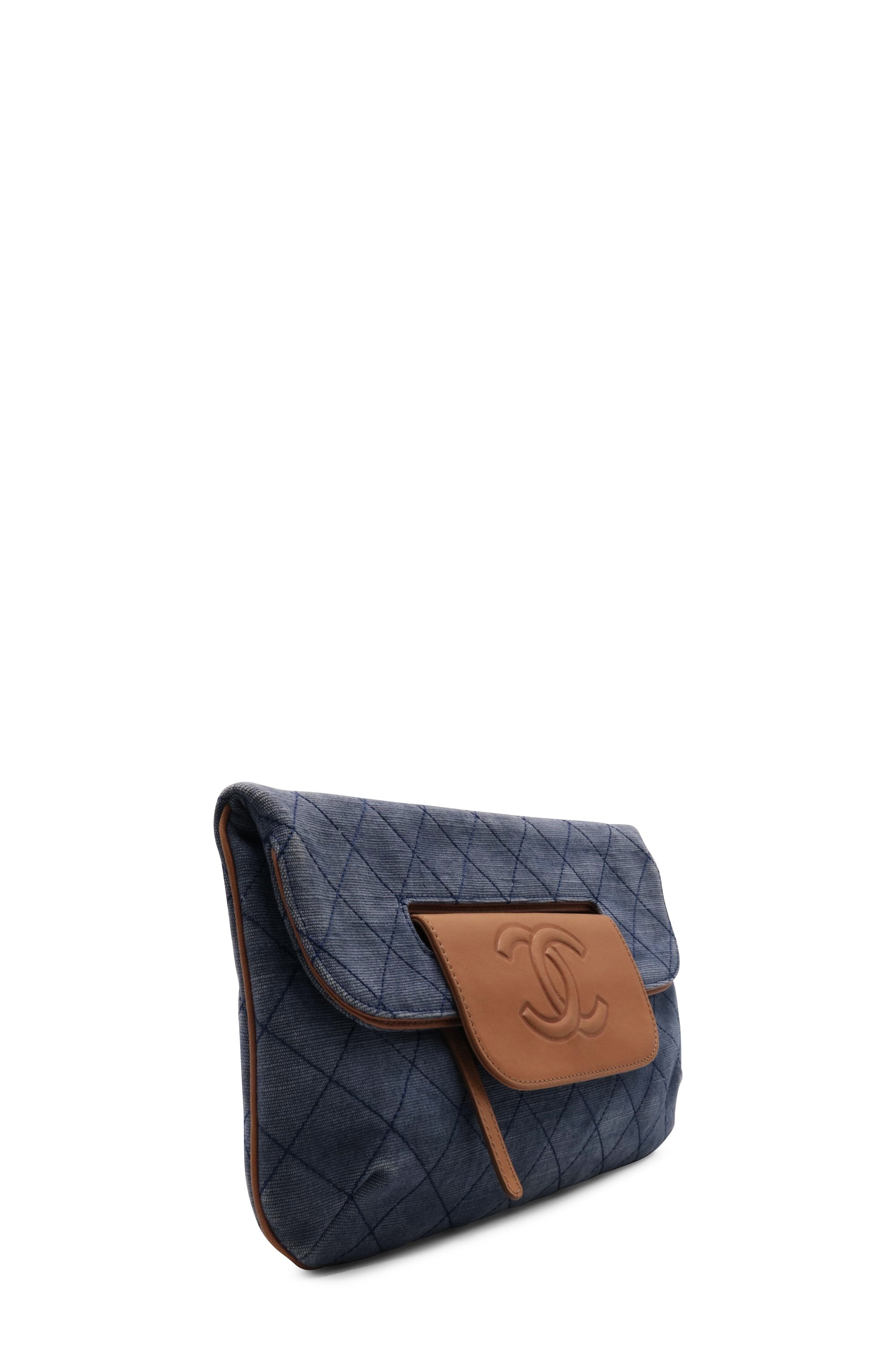 chanel denim clutch