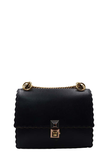 Fendi Leather Logo Bag in Black | Lyst