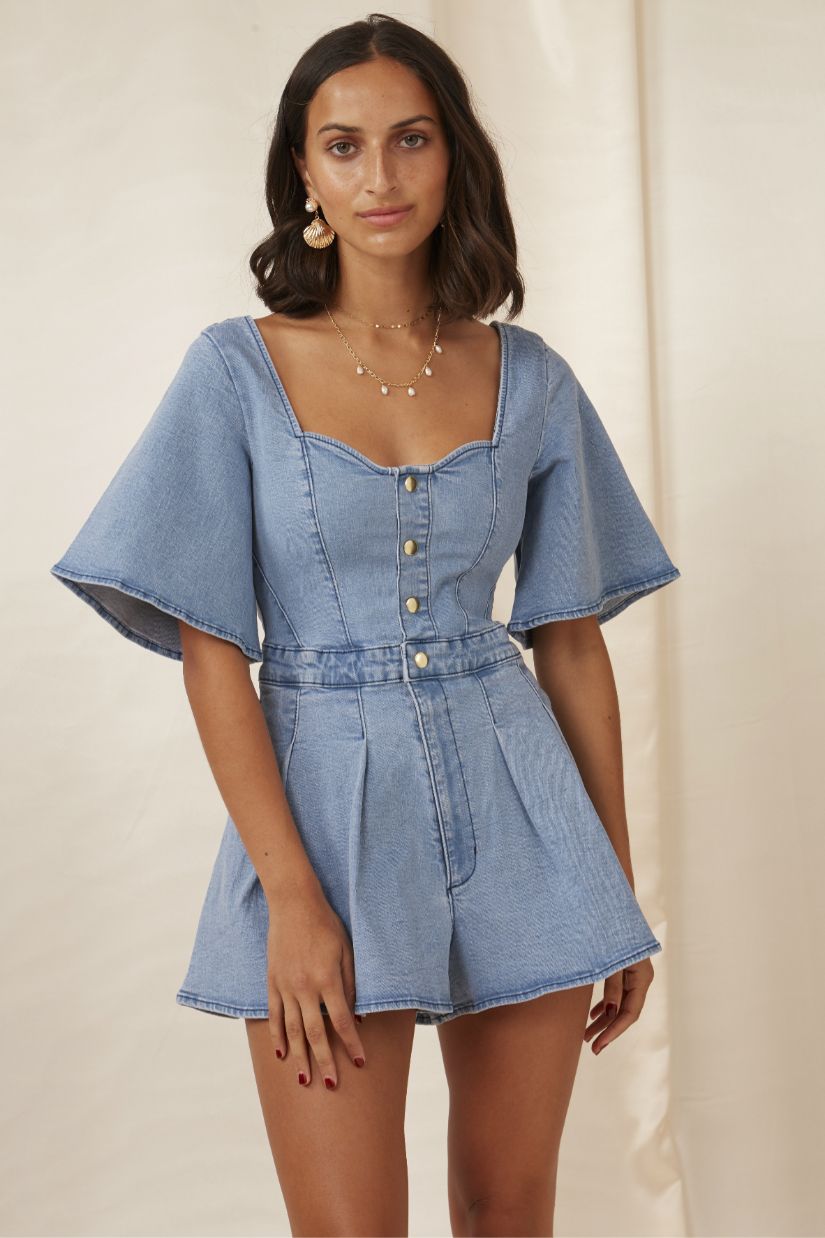 finders keepers mia denim jumpsuit