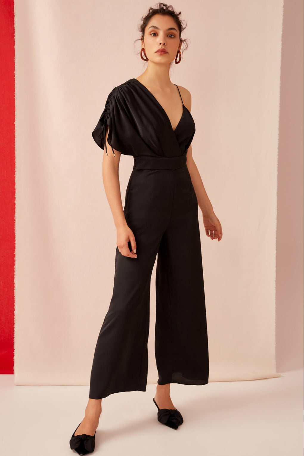 cap sleeve wide leg jumpsuit