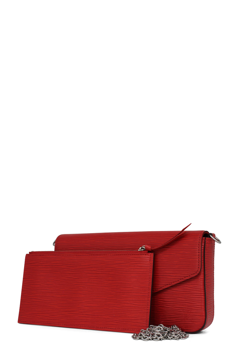 Louis Vuitton Pochette Felicie Damier Ebene Cerise Red Lining in