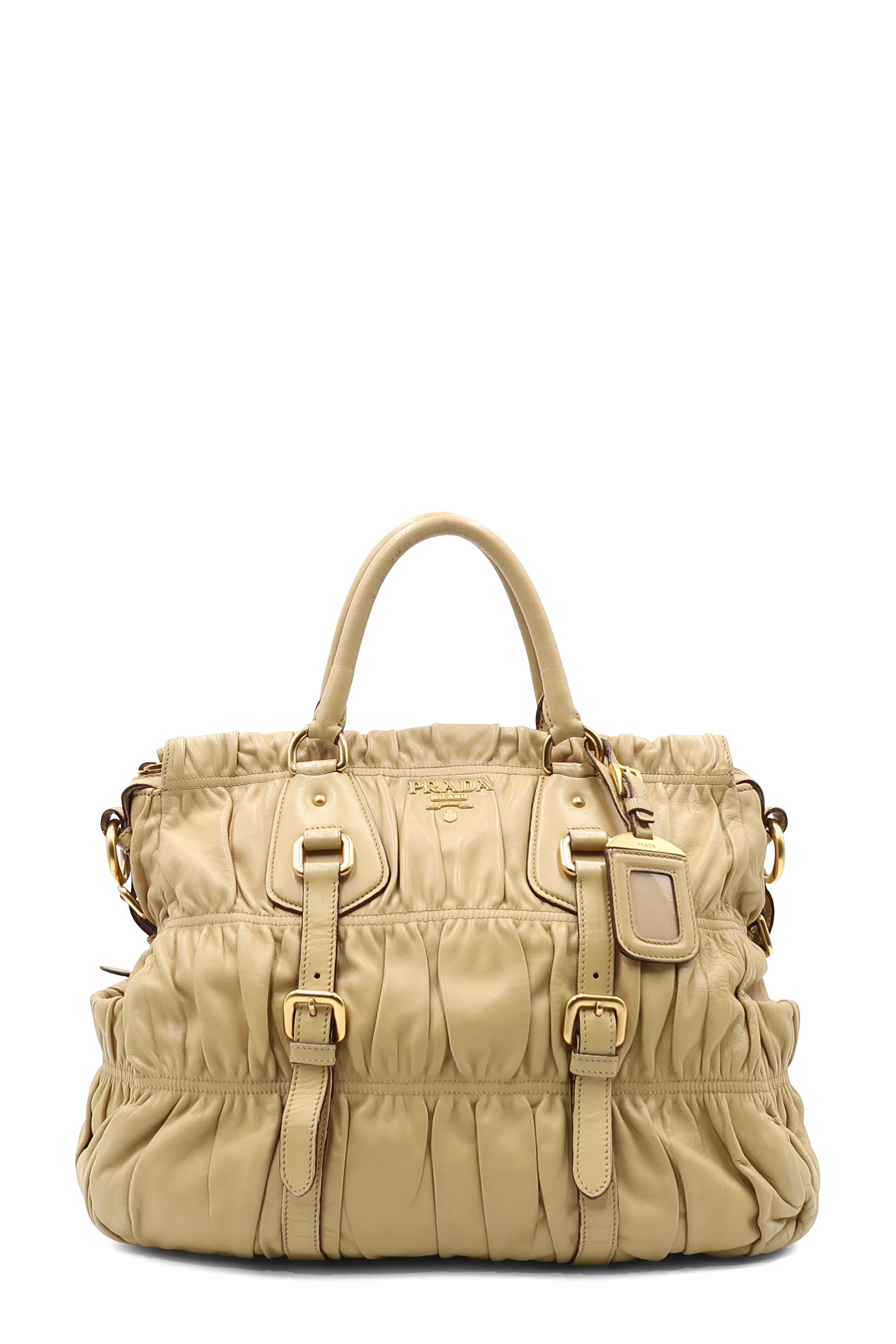 Buy Authentic, Preloved Prada Nappa Gaufre Satchel with Buckle Tan Bags  from Second Edit by Style Theory