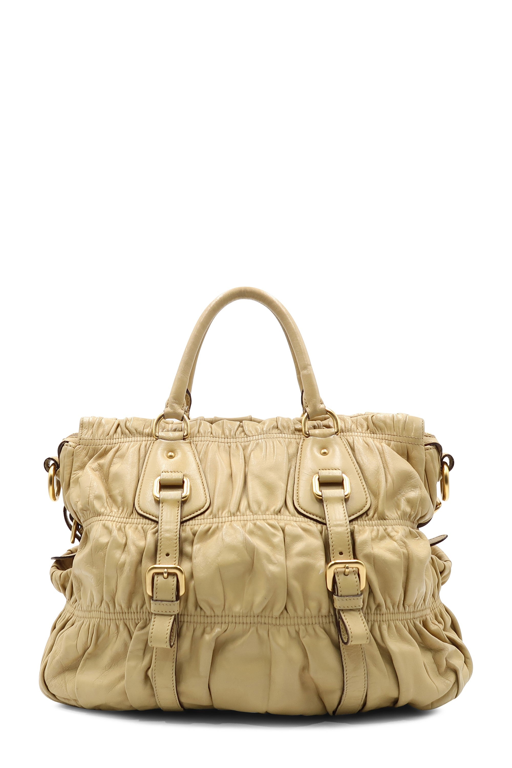 Buy Authentic, Preloved Prada Nappa Gaufre Satchel with Buckle Tan Bags  from Second Edit by Style Theory