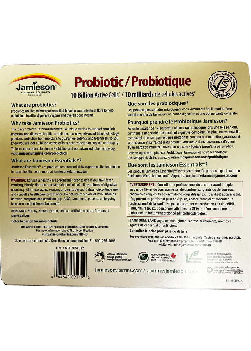 Jamieson Probiotic Daily Maintenance 10 Billion 130 Vegetarian Capsules