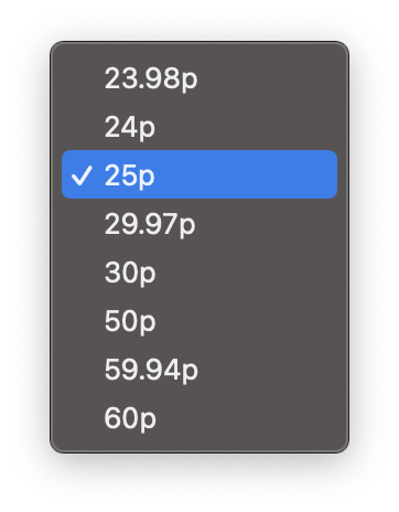 Project frame rate Final Cut pro