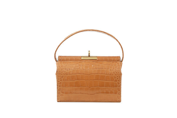 Milky Guacamole Croc-Embossed Leather Bag