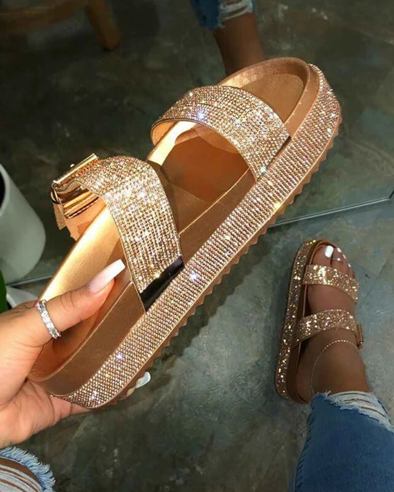 shiny platform sandals