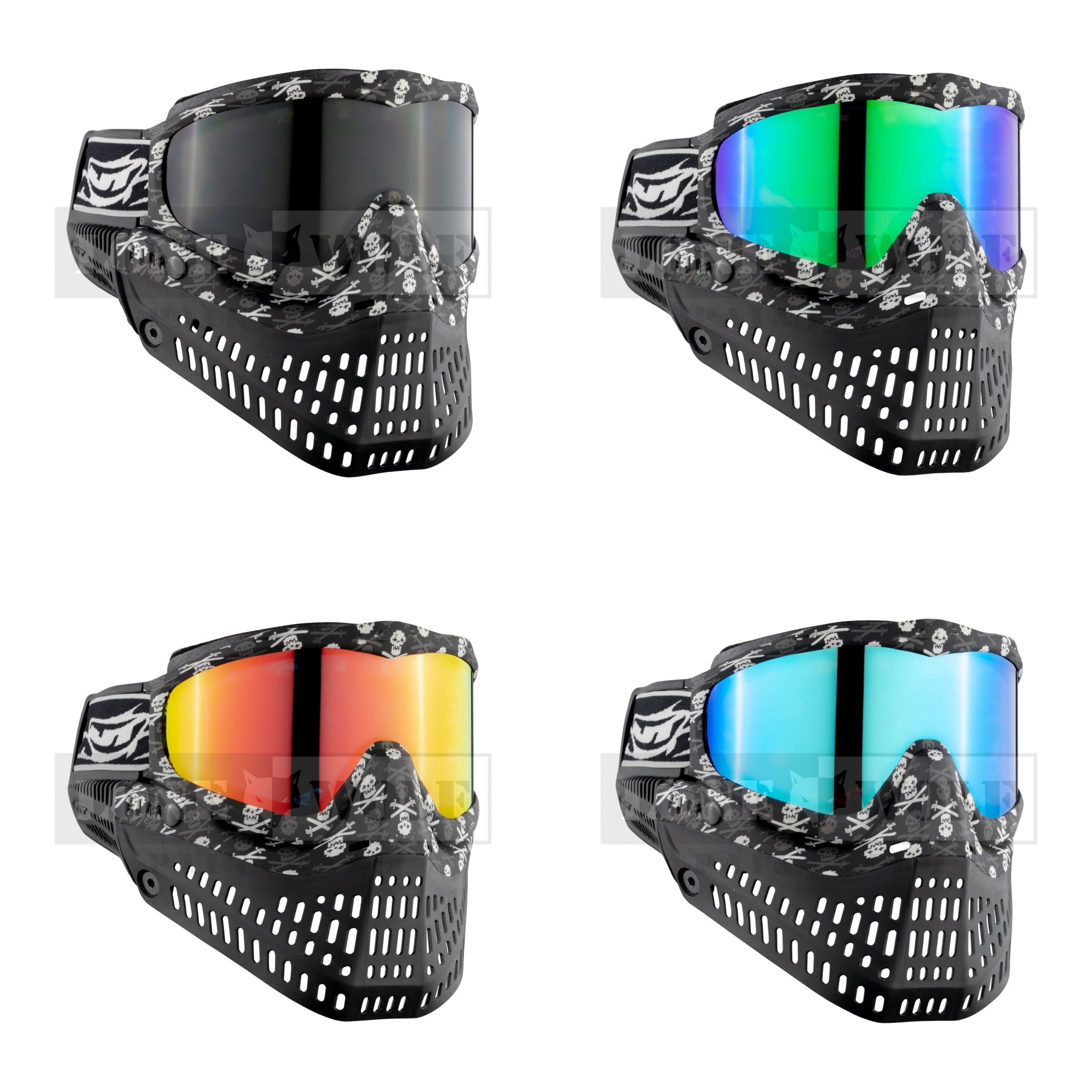 JT Paintball MASK & Googles Full Head Coverage Visor Black FOR PARTS -FOGGY  LENS