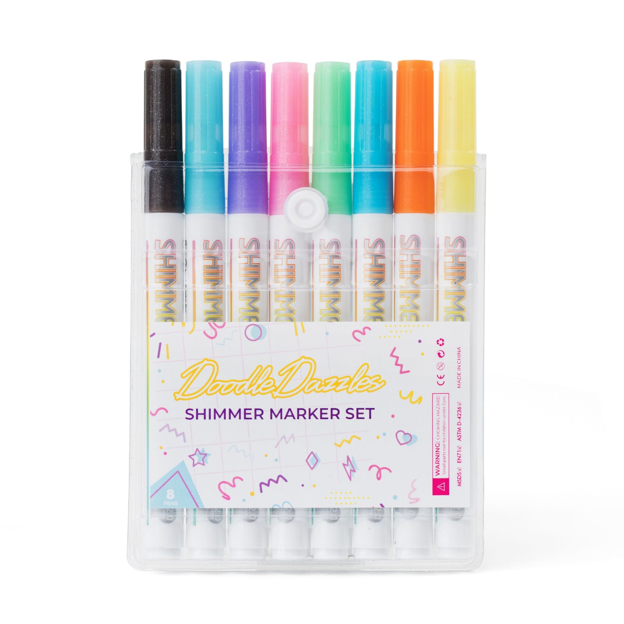 12 Glitter Markers With Holder Doodle Dazzle Shimmer Marker Set 