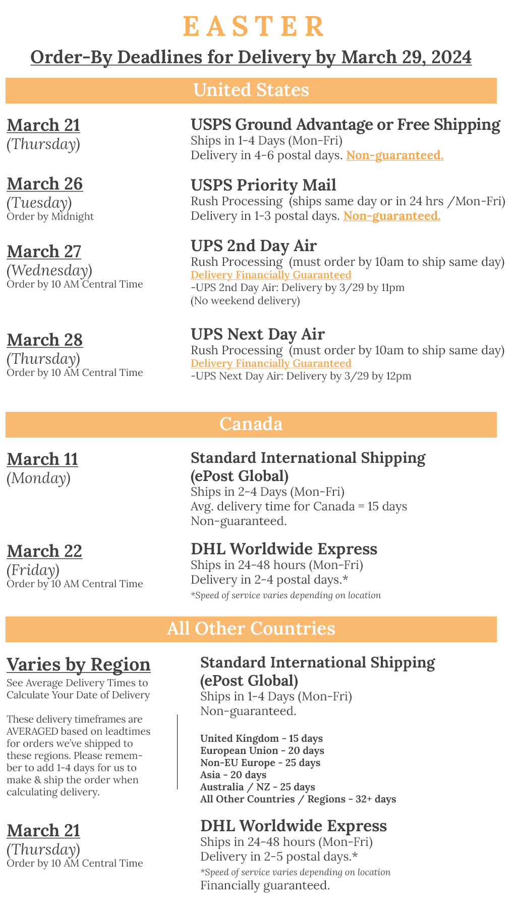 Easter 2025 Ordering Deadlines