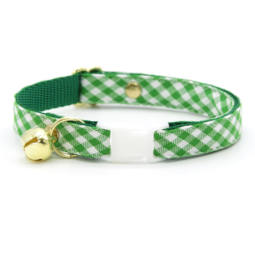 MBC Rack - (8-13 Inch) Pet Collar - "Seagrass" - (WHITE BREAKAWAY Clasp / GOLD Hardware Accents / Round Metal Split Ring) - Sold - Made By Cleo product image