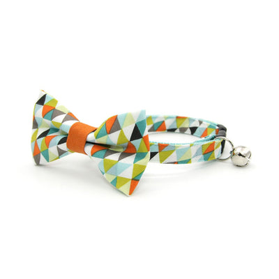 Bow Tie Cat Collar Set - "Zephyr" - Modern Geometric Cat Collar w/ Matching Bowtie / Cat, Kitten, Small Dog Sizes