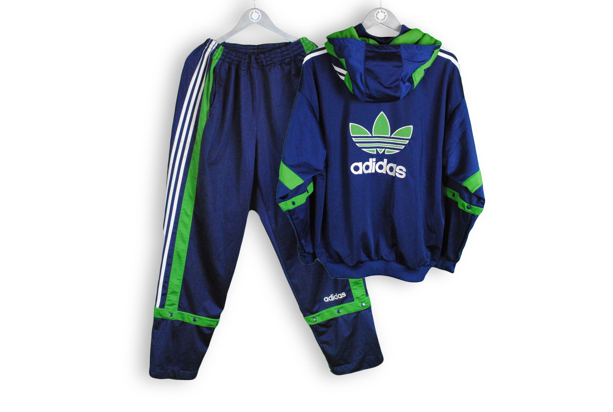 blue and green adidas tracksuit