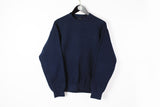 Vintage Valentino Sweatshirt Medium navy blue 90s sport Jeans line small logo luxury made in Italy jumper